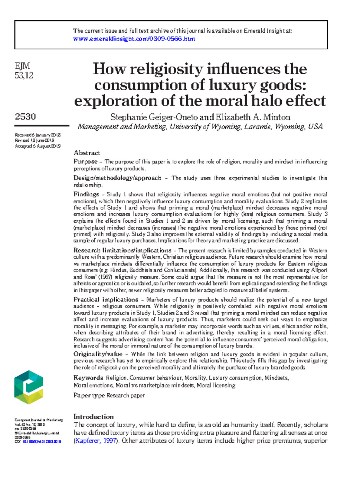 Exploring Religiosity's Impact on Luxury Consumption: A Moral ...