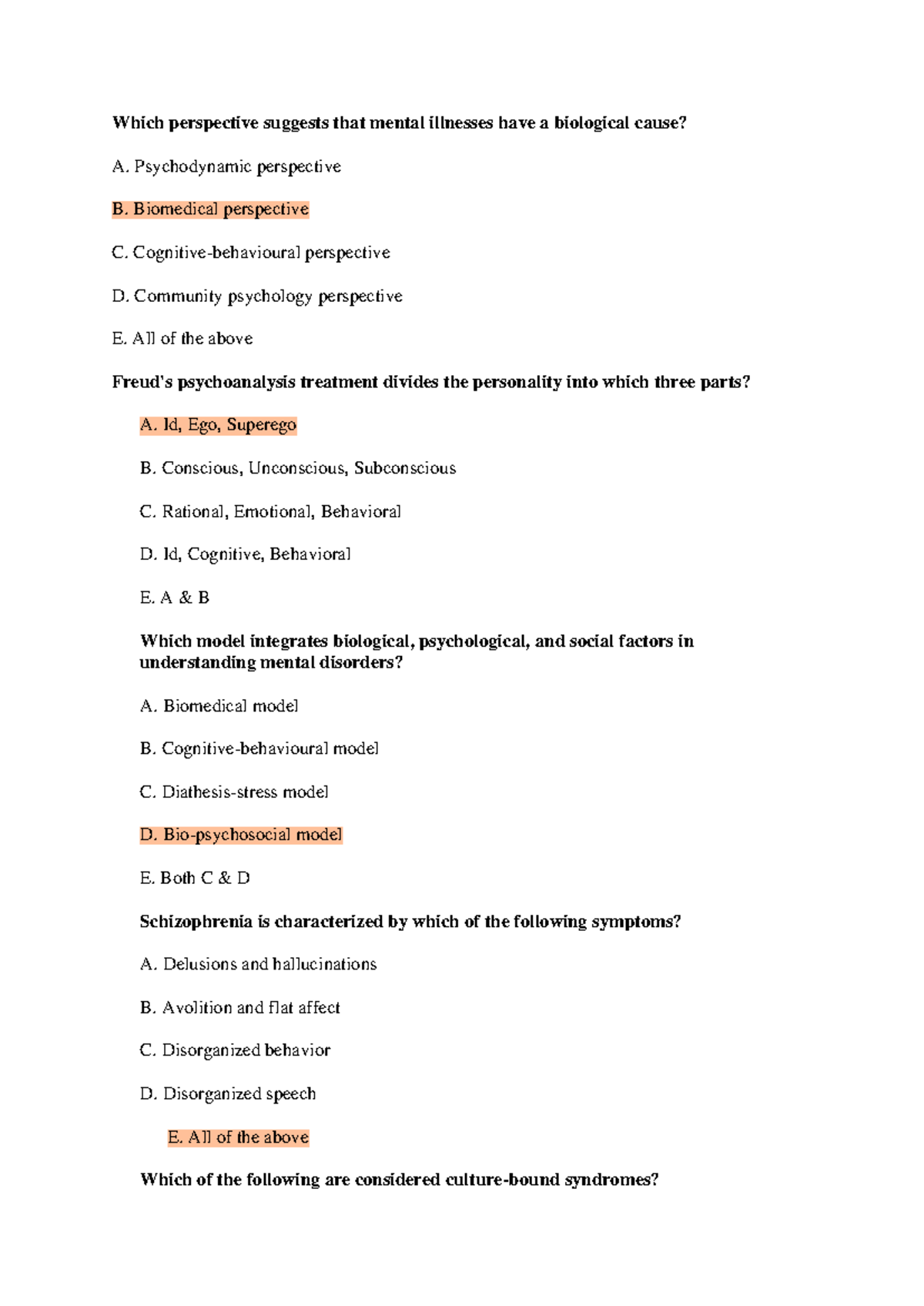 PSY101 Quiz on Multiple Choice Questions in Psychology - Studocu