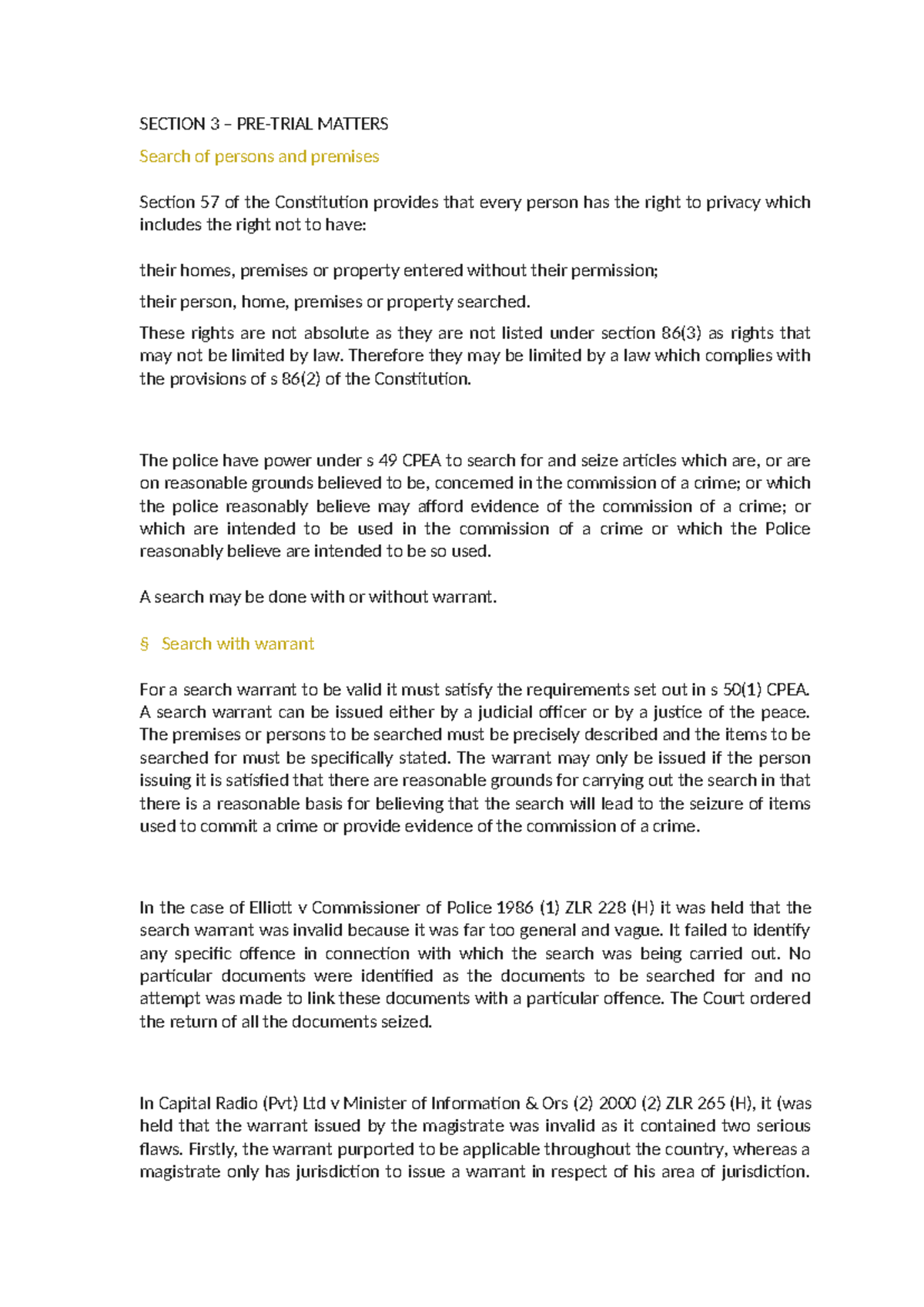Search and Seizure: Understanding Powers under CPEA in Legal Context ...