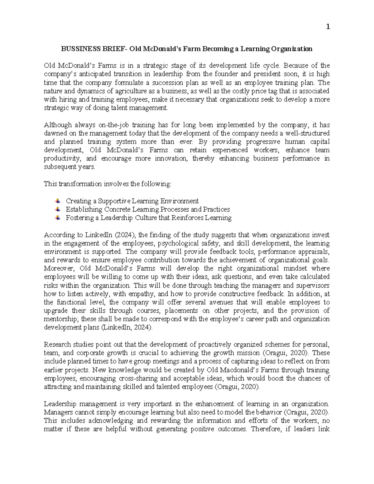 BUS6070 Module 4 Assignment: Developing a Learning Organization - Studocu