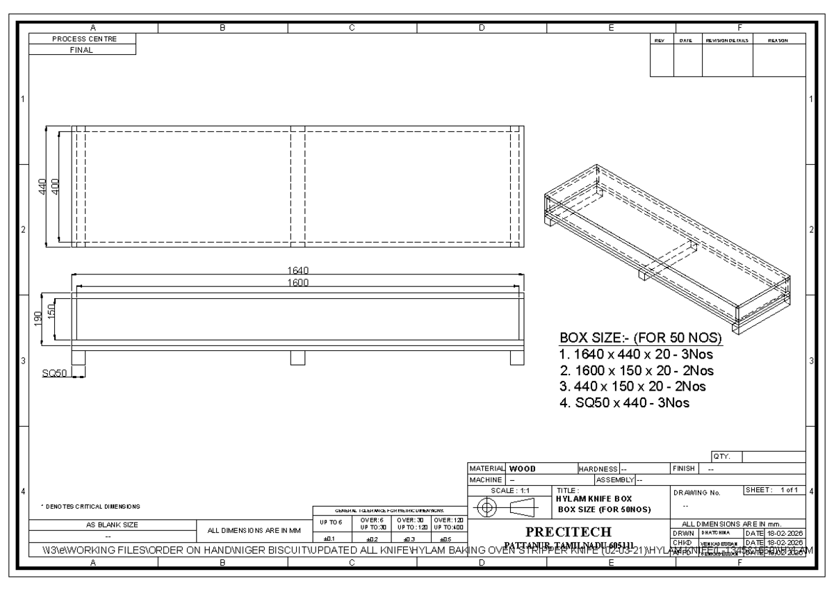 Hylam Knife Box Drawing SQ50 - Dimensions & Tolerances - Studocu