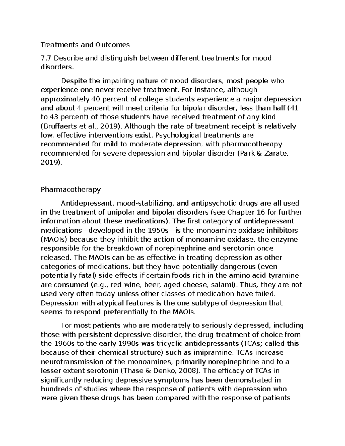 Treatments and Outcomes for Mood Disorders: Abnormal Psychology 7 - Studocu