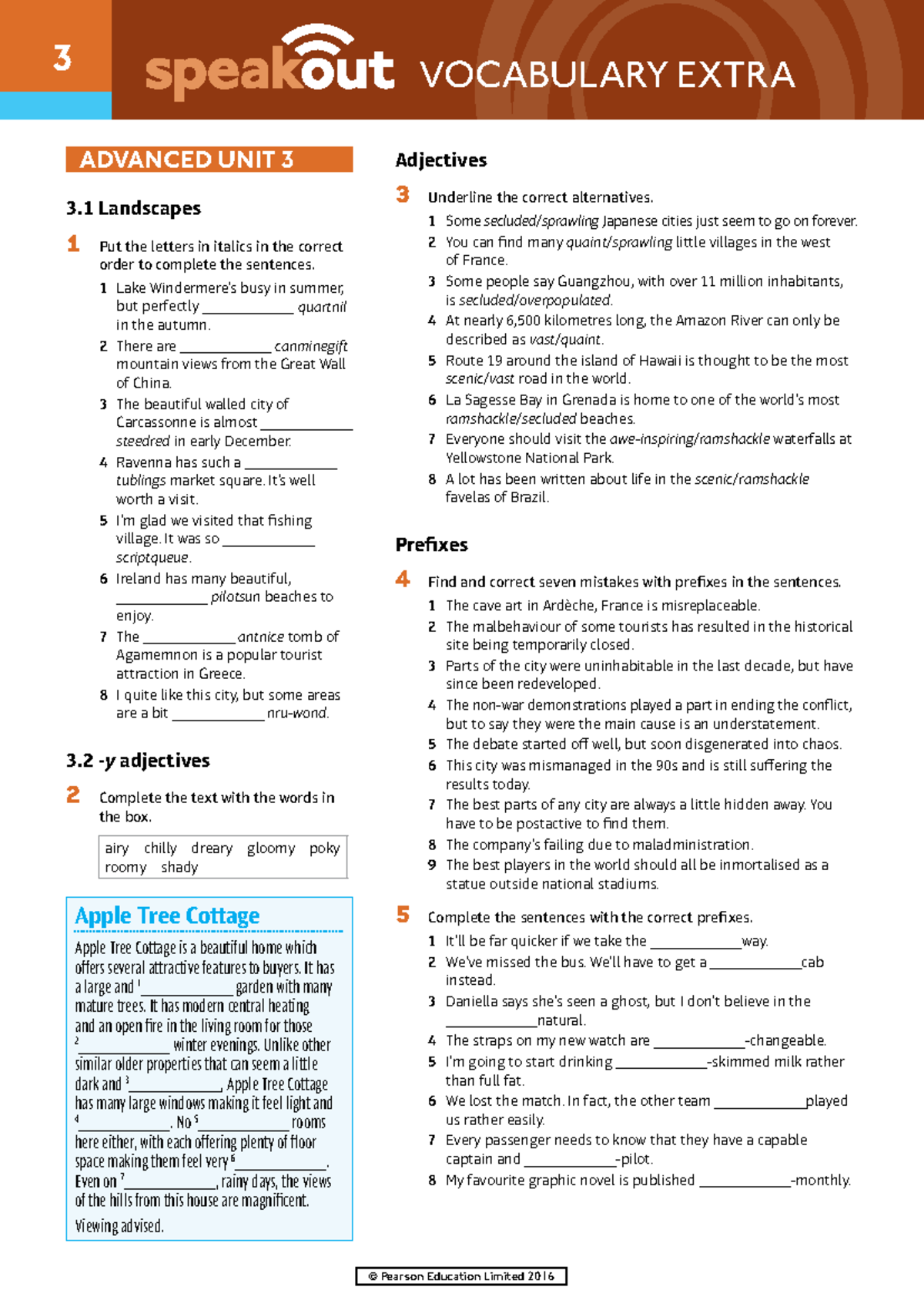 Speakout Vocabulary Extra Advanced Unit 3: Adjectives & Prefixes - Studocu