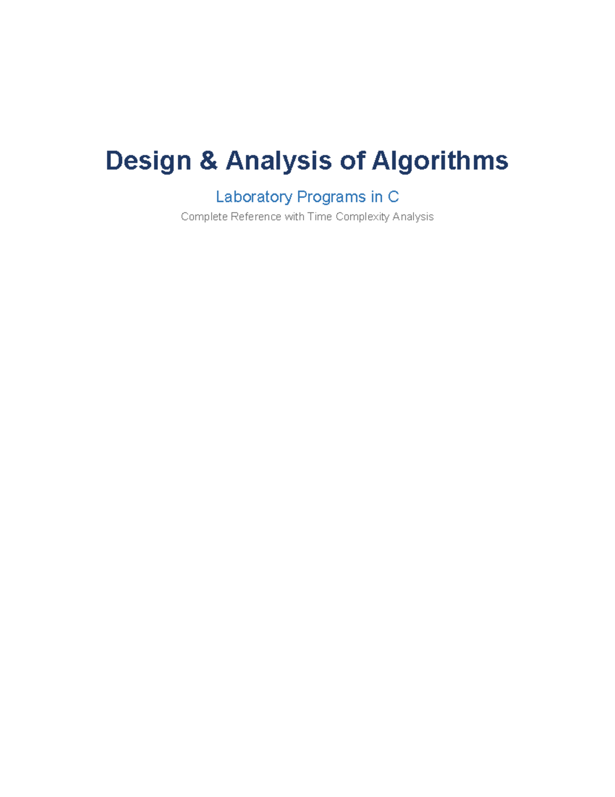 DAA Lab Programs: C Algorithms with Time Complexity Analysis - Studocu