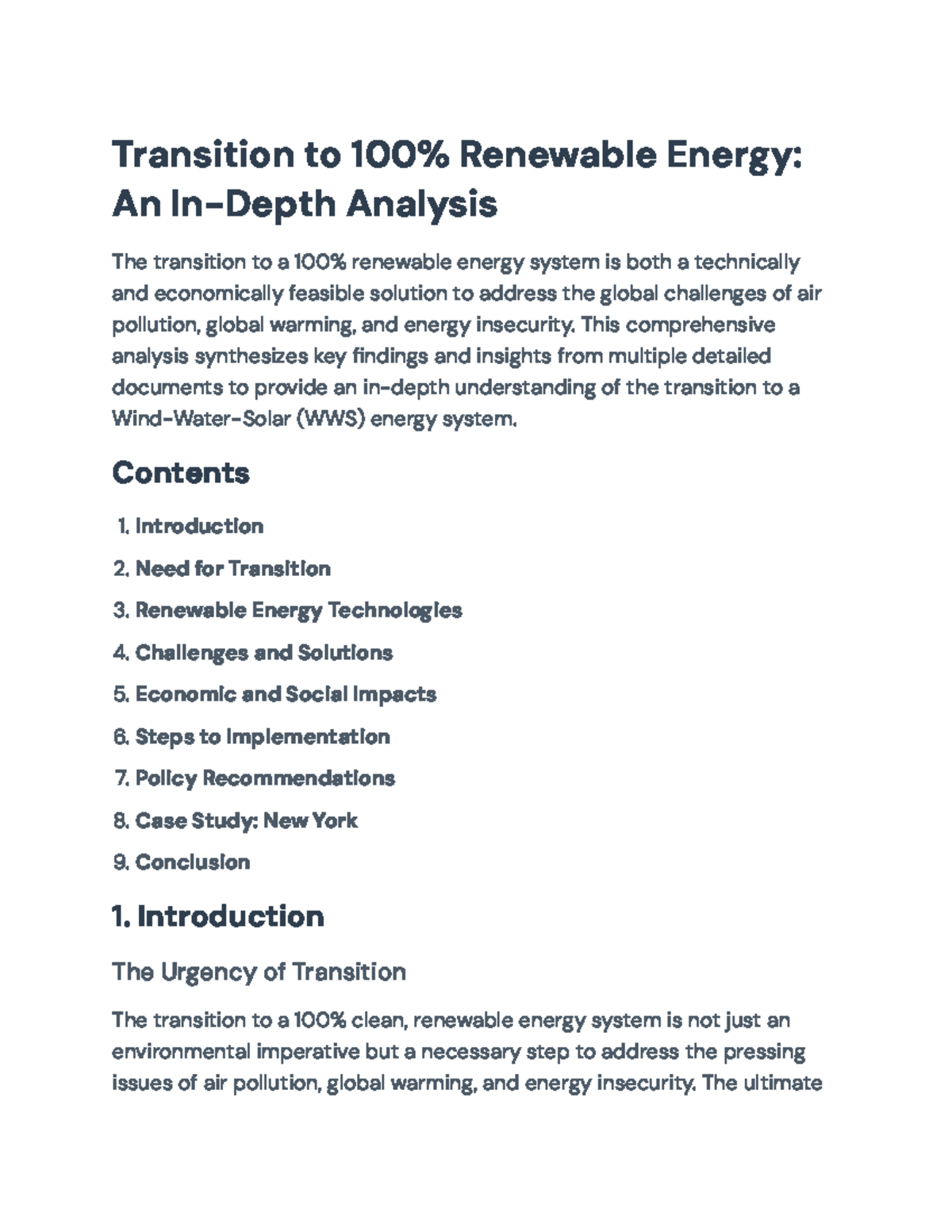 Transitioning to 100% Renewable Energy: A Comprehensive Overview - Studocu