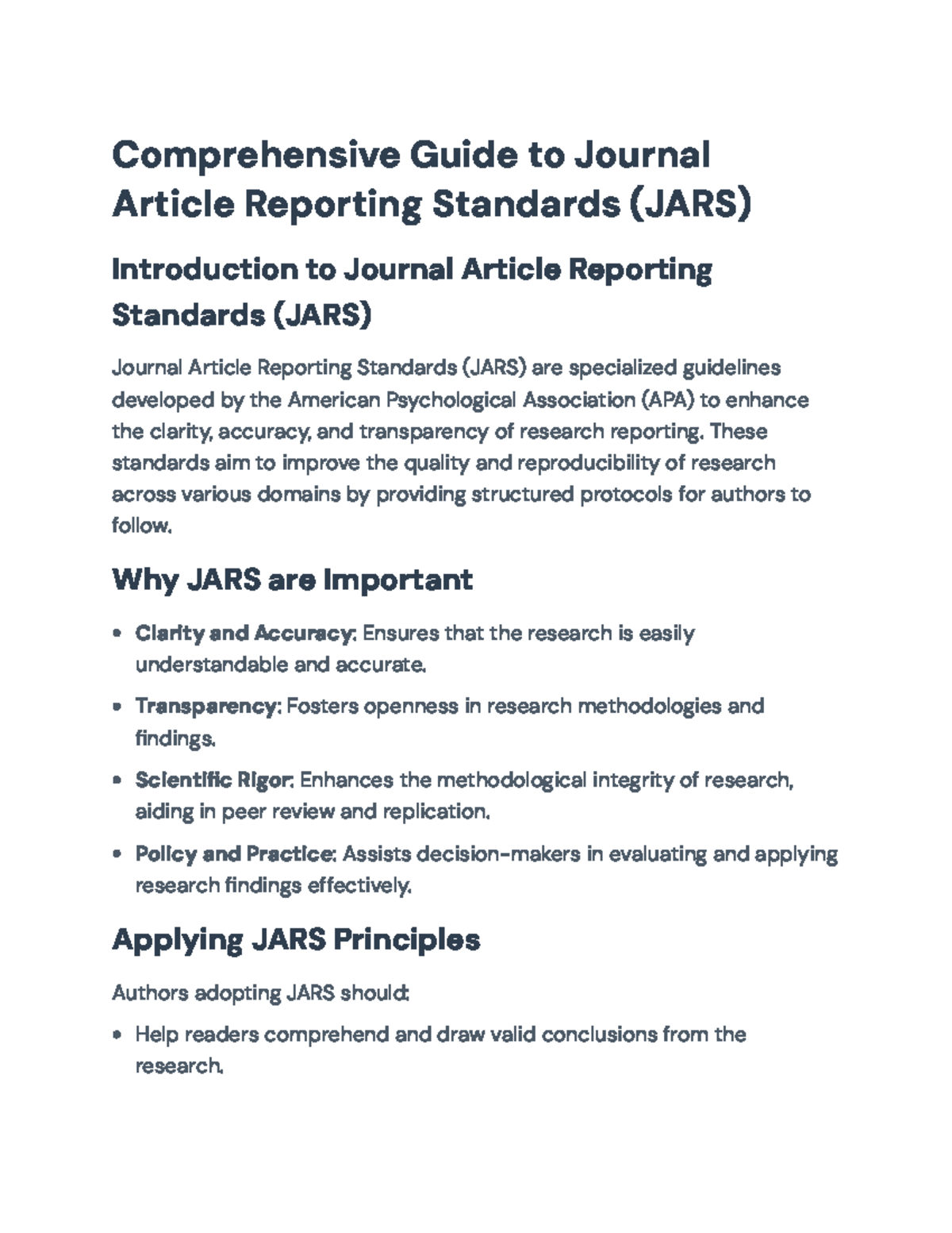 Comprehensive Guide to JARS: Enhancing Research Reporting Standards ...