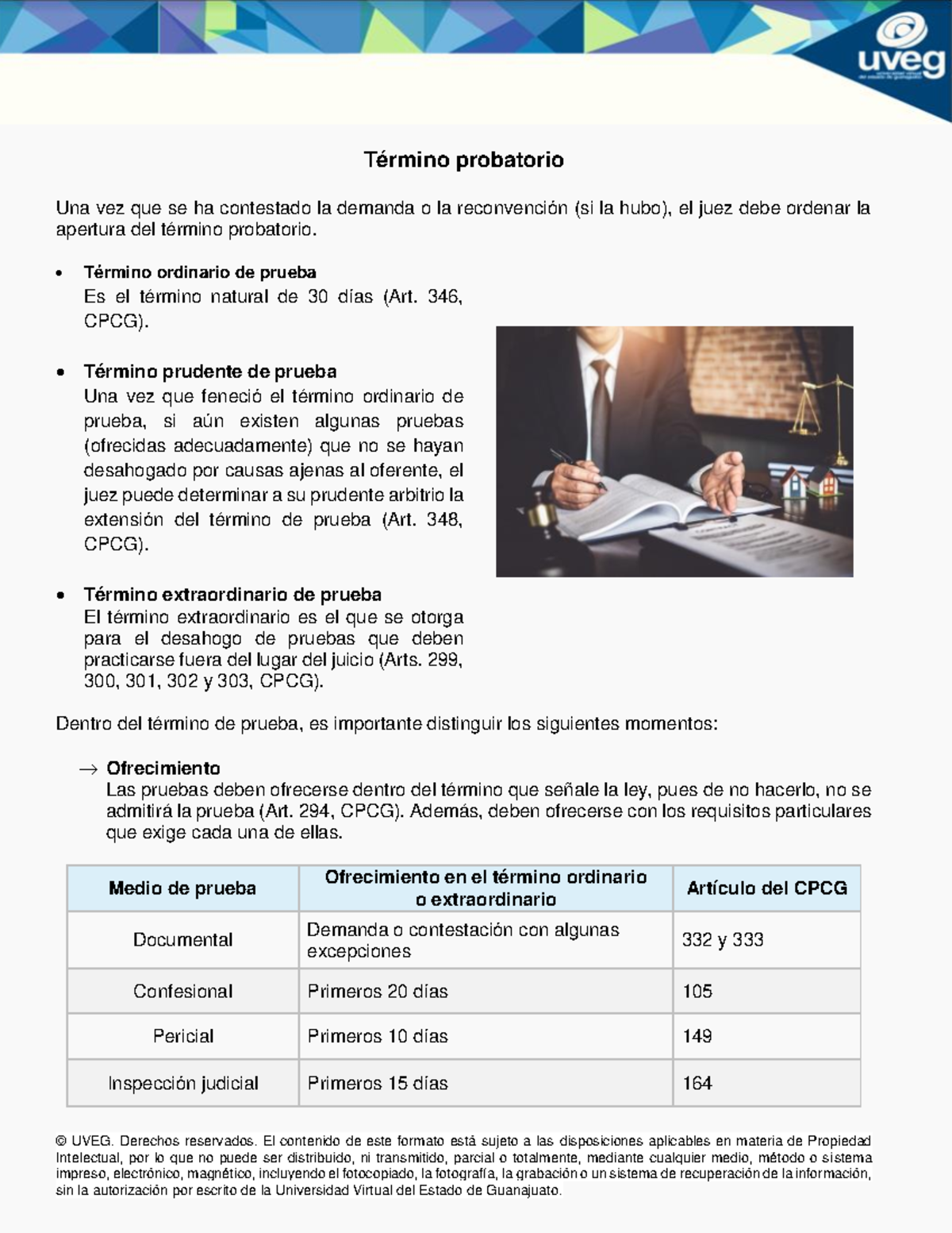 DPCI L4 Término Probatorio: Tipos y Plazos en el CPCG - Studocu