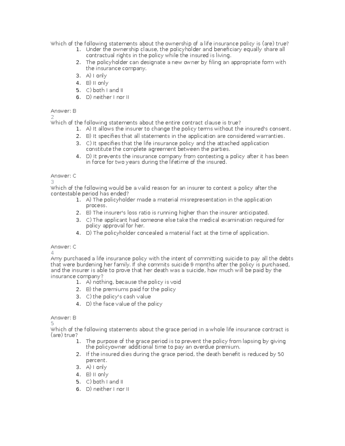 Chapter 12 - Life Insurance Policy Ownership and Provisions - Studocu