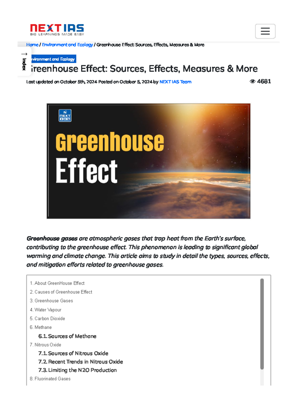 GS 3 Environment and Ecology: Greenhouse Effect - Sources, Impacts, and ...
