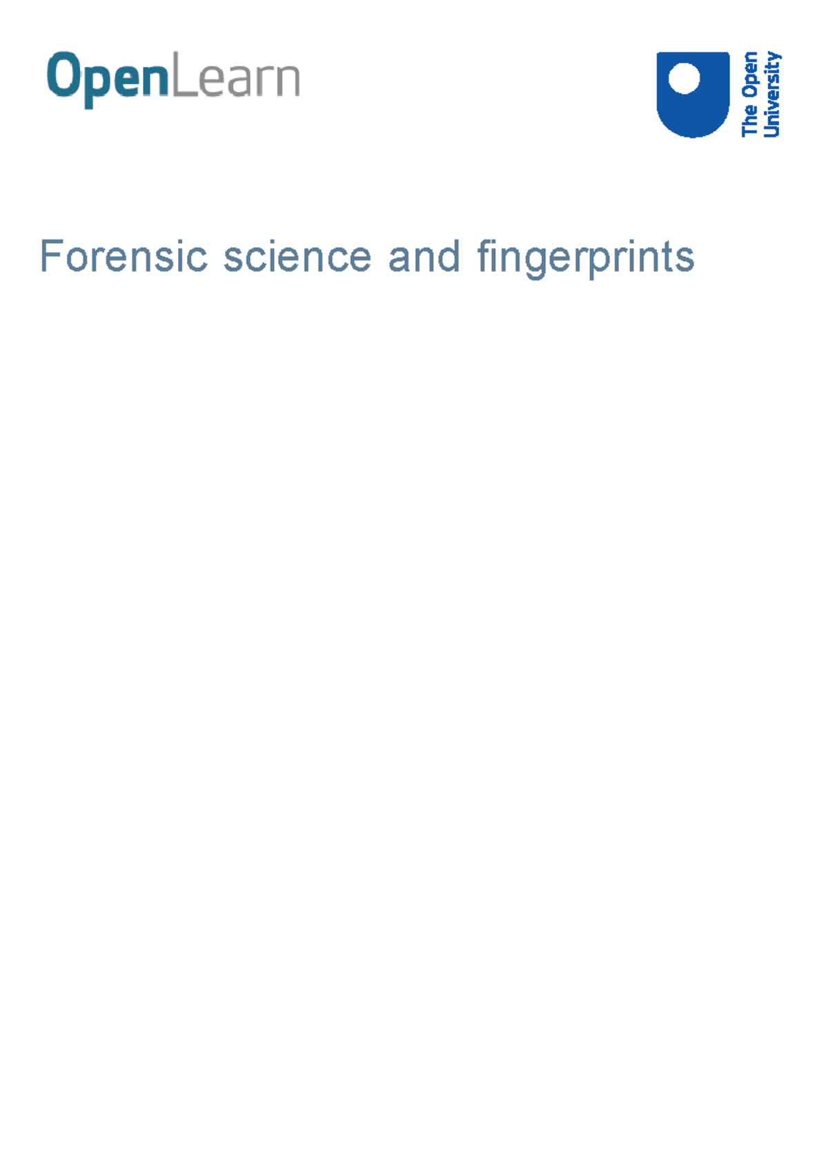 Forensic science and fingerprints printable - Forensic science and ...