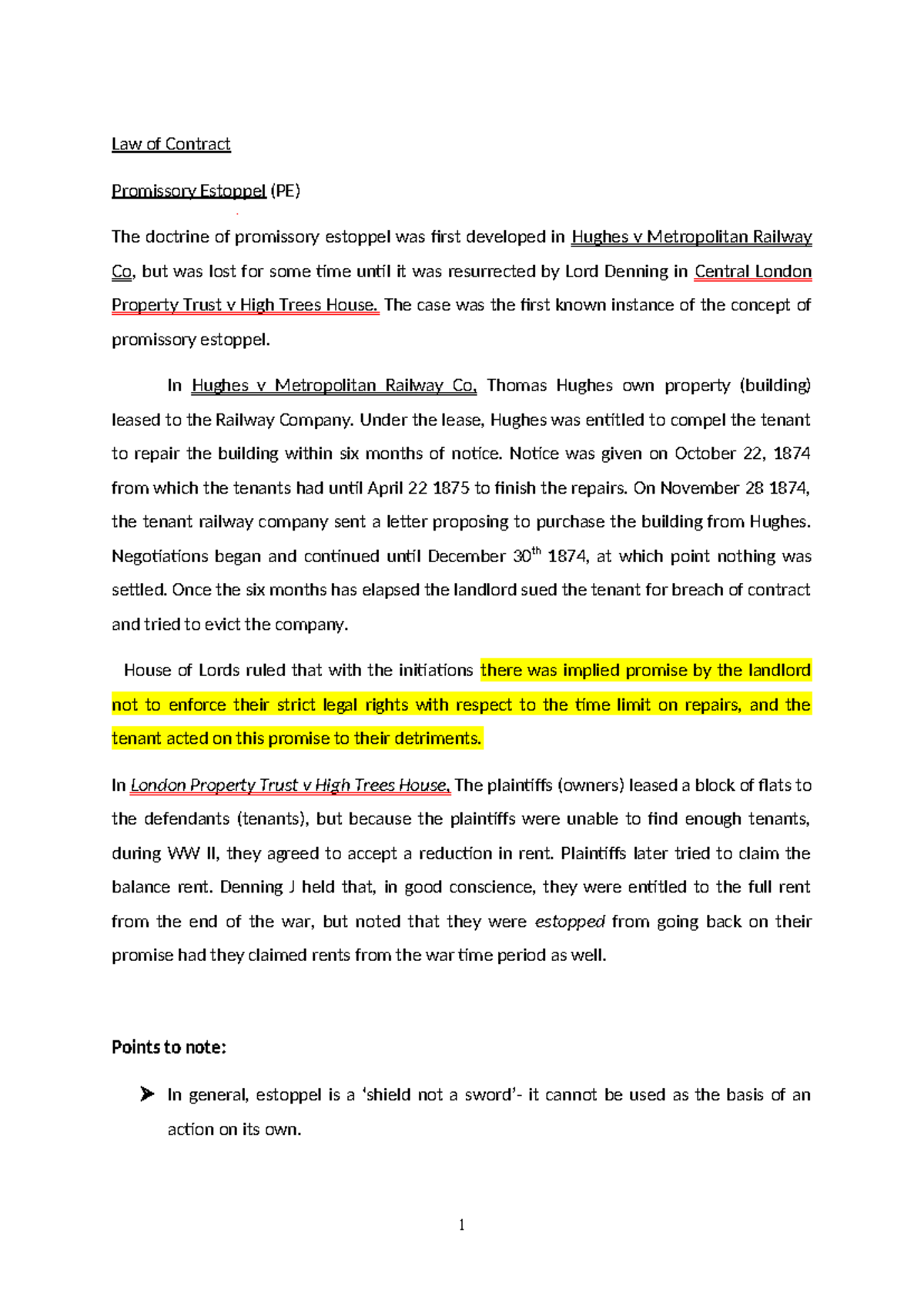 Lect. 2.4: Understanding Promissory Estoppel in Contract Law - Studocu