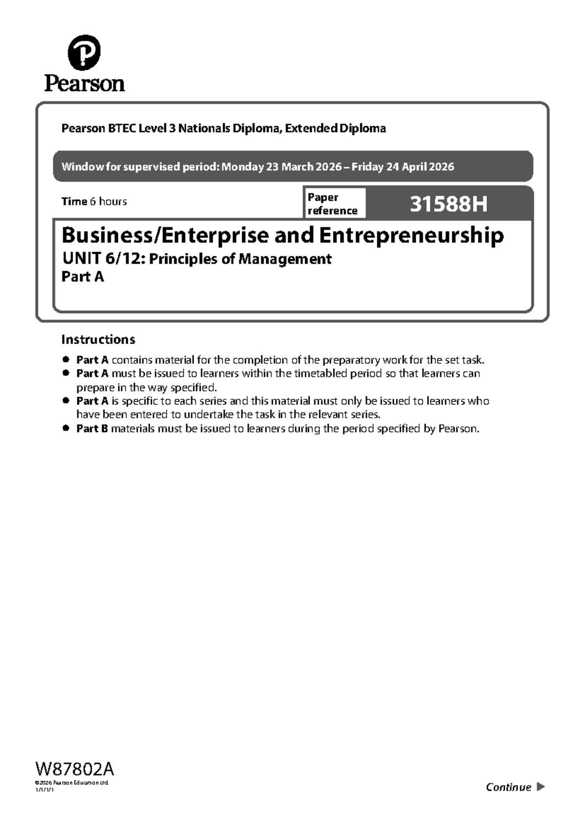 Unit 6 12 Principles of Management - Part A - June 2026 Analysis - Studocu