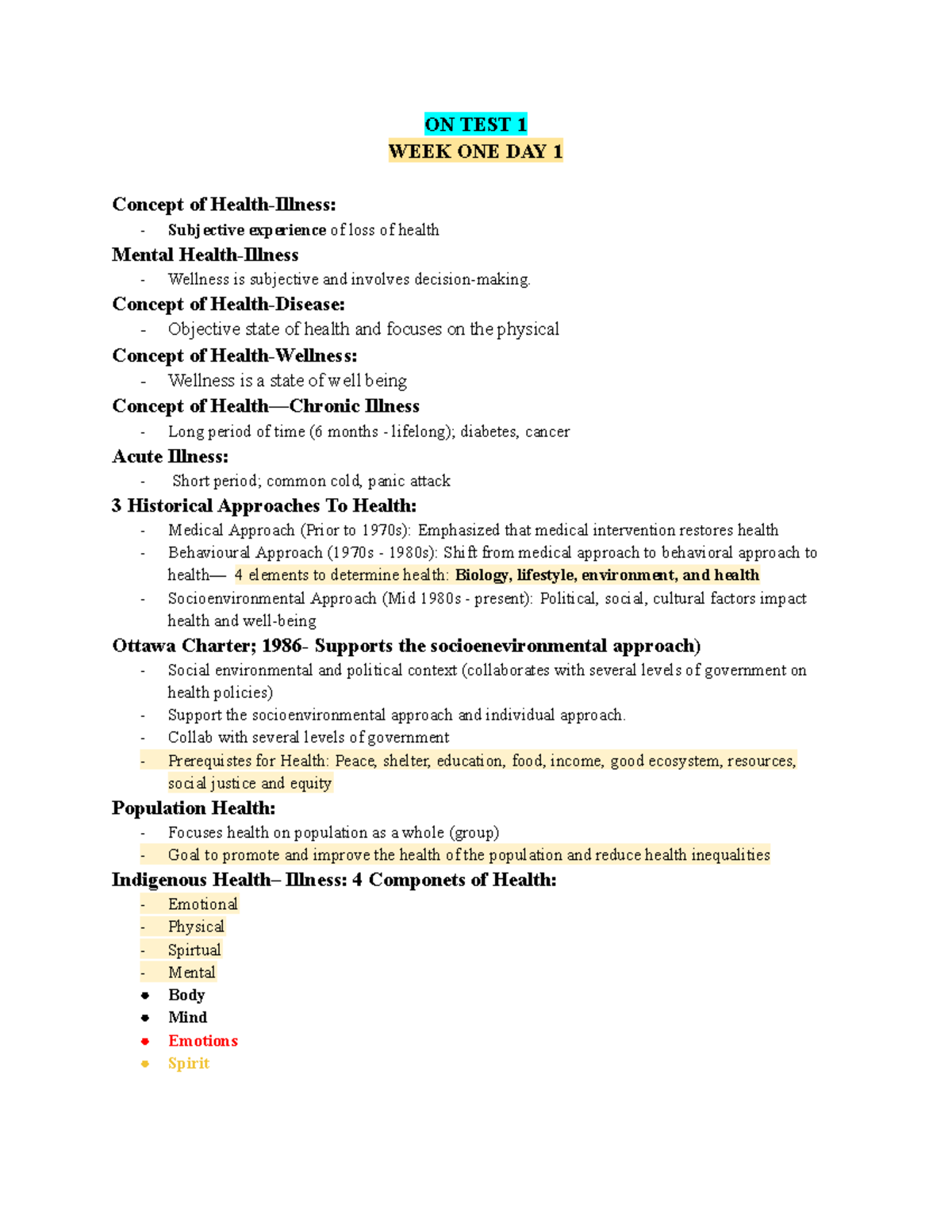 NURS 101: Week 1-4 Comprehensive Health Concepts and Nursing Practices ...