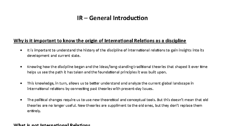 1.1 The origin and the evolution of International Relations - IR ...