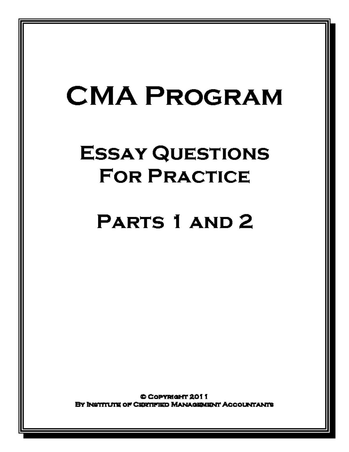 CMA Program Practice Essay Questions for Parts 1 & 2 - Studocu