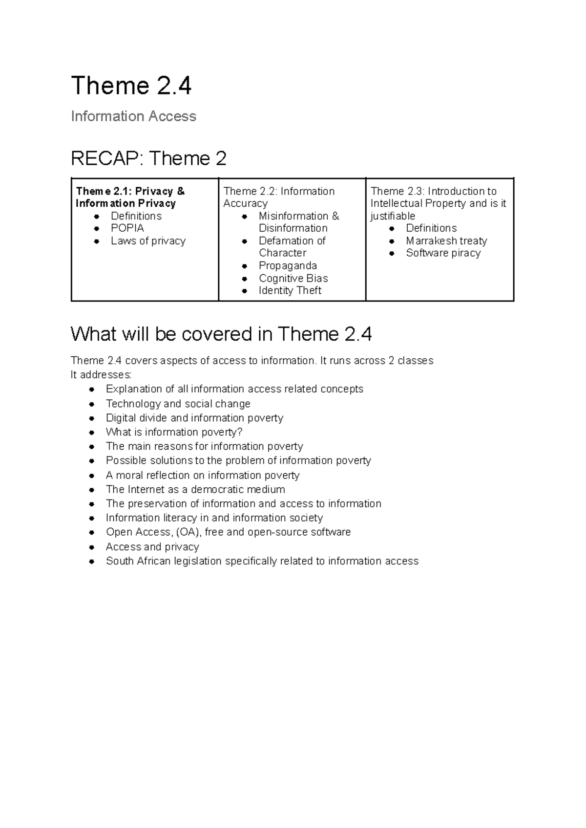 Theme 2.4: Information Access Overview - Studocu