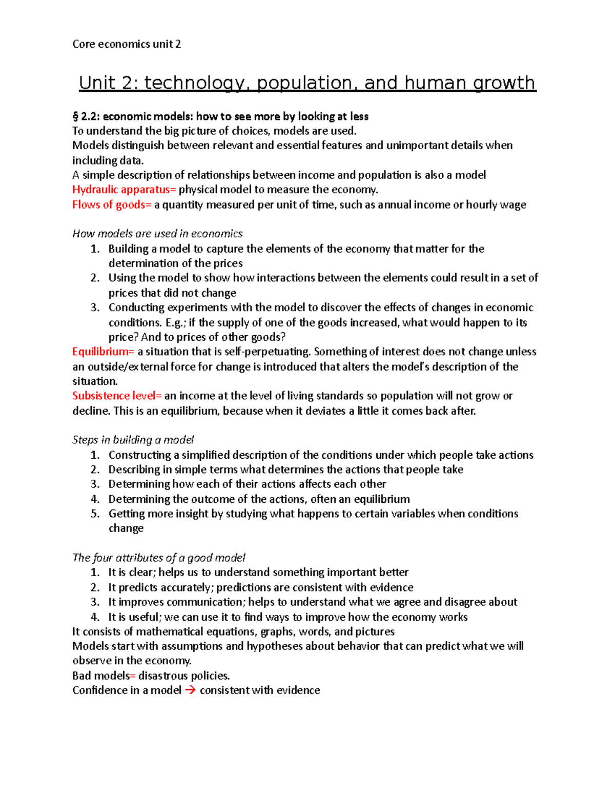 Core Econ Summary: Unit 2 - Tech, Population, and Growth Insights ...