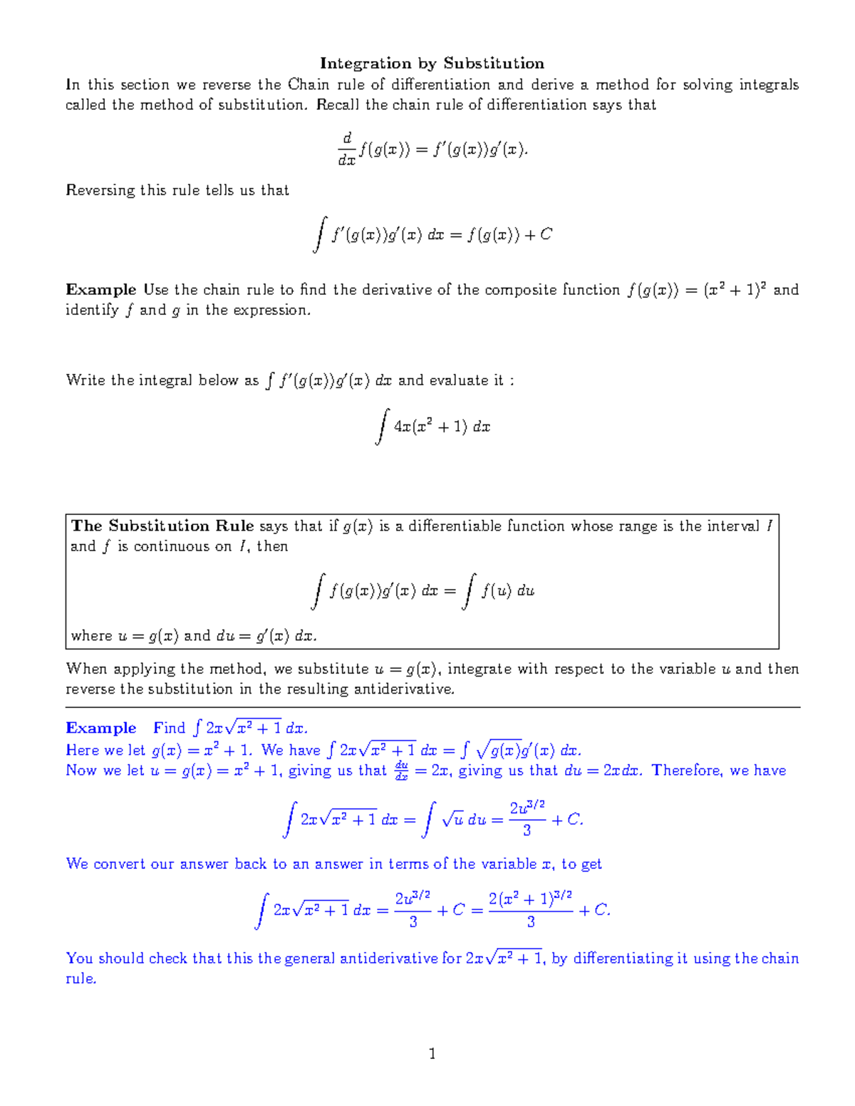 Integration by Substitution: Understanding the Method and Examples ...