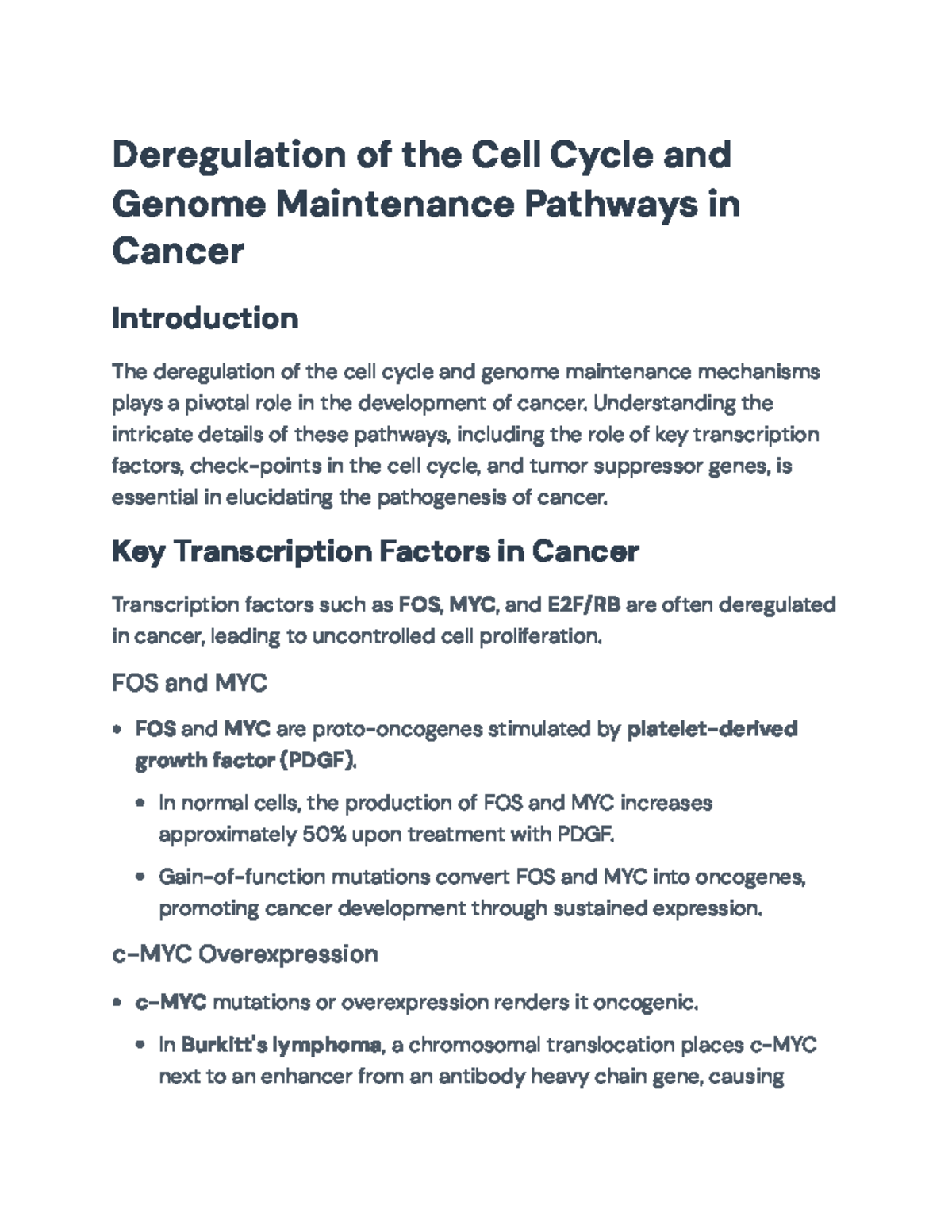 Deregulation of Cell Cycle and Genome Maintenance in Cancer ...
