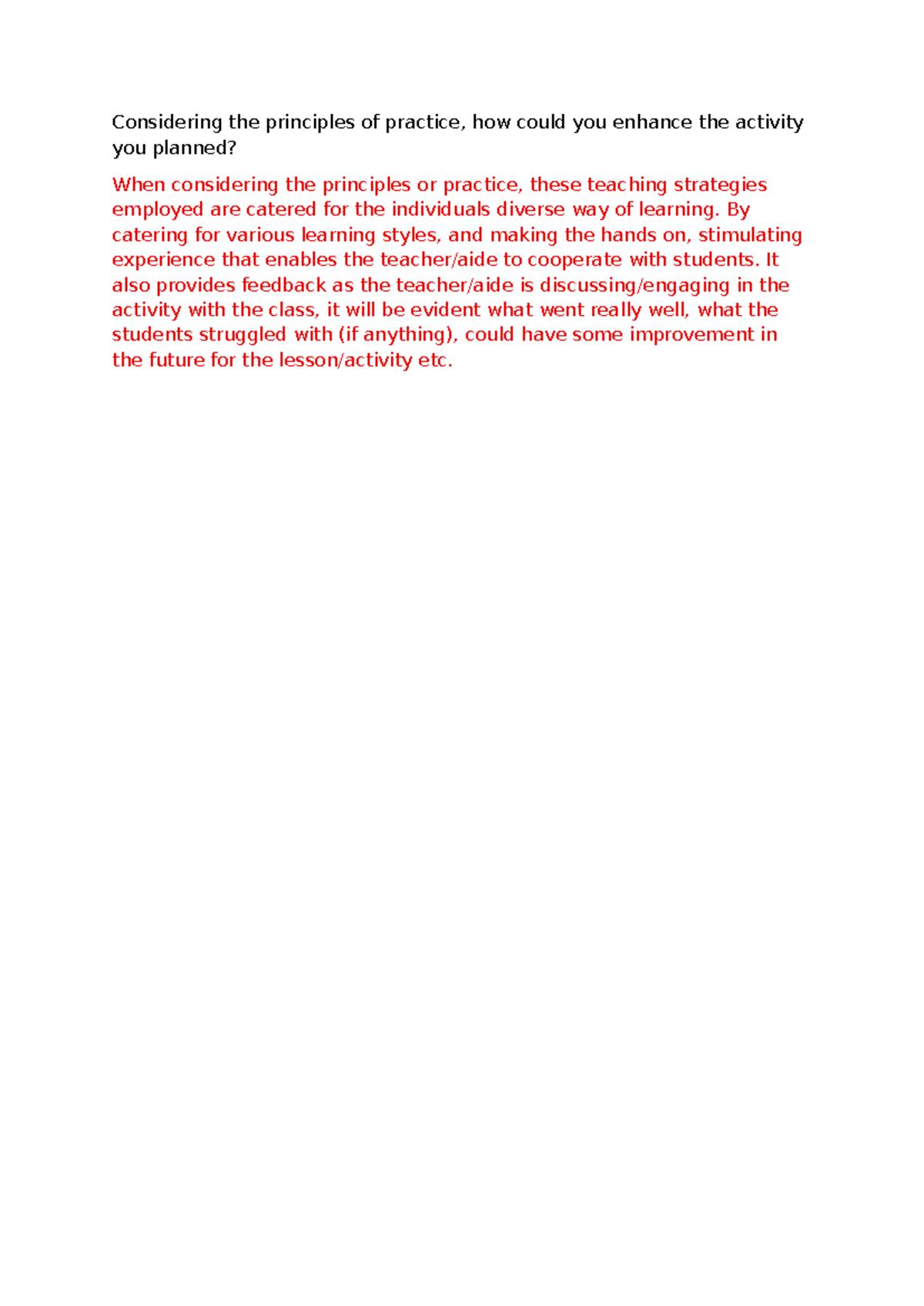 Studocu - student learning - Considering the principles of practice ...