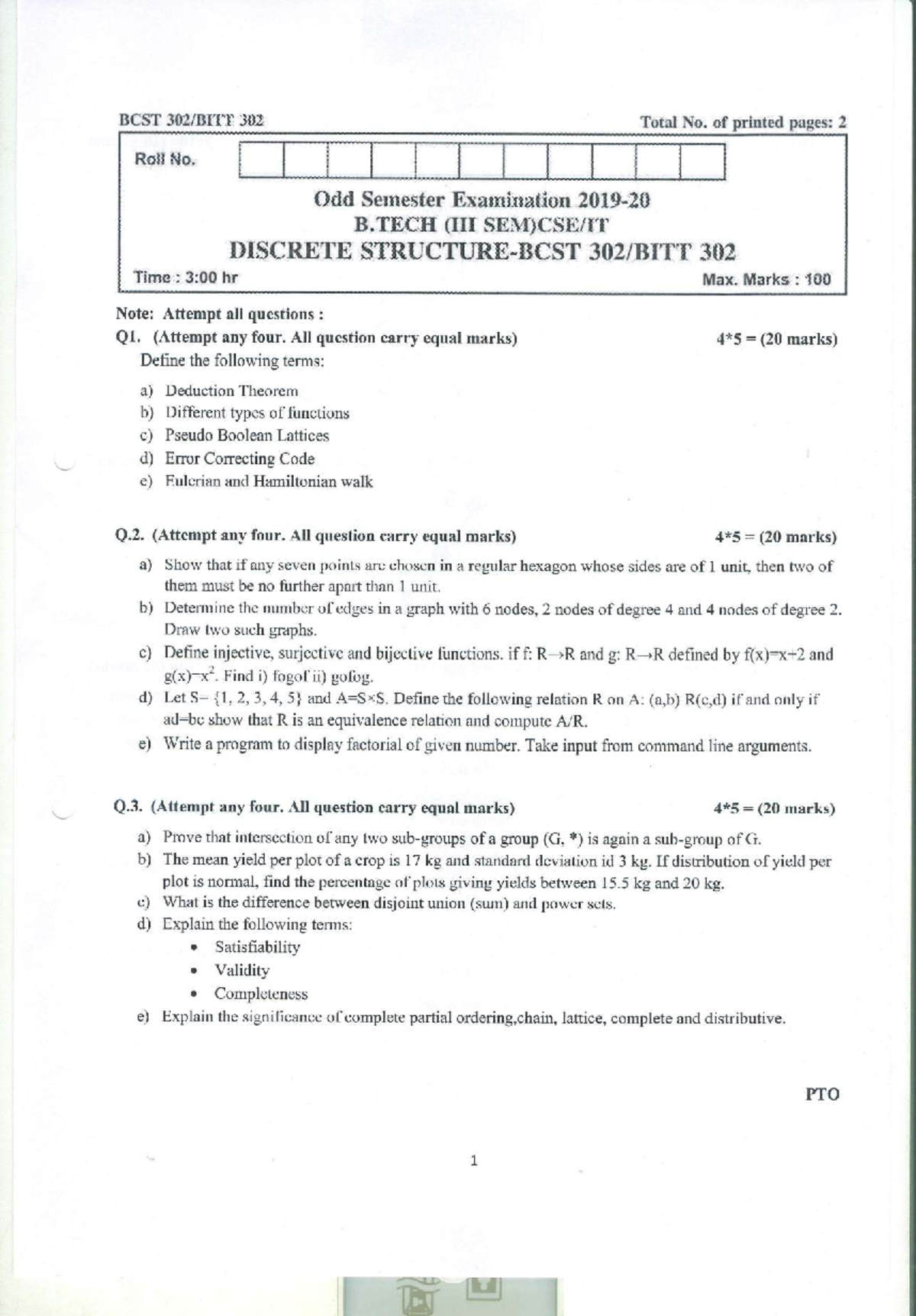 BCST 302 Discrete Structures Midterm Exam Notes and Questions - Studocu