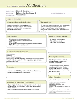 Humulin N Medication Overview - Active Learning Template - Studocu