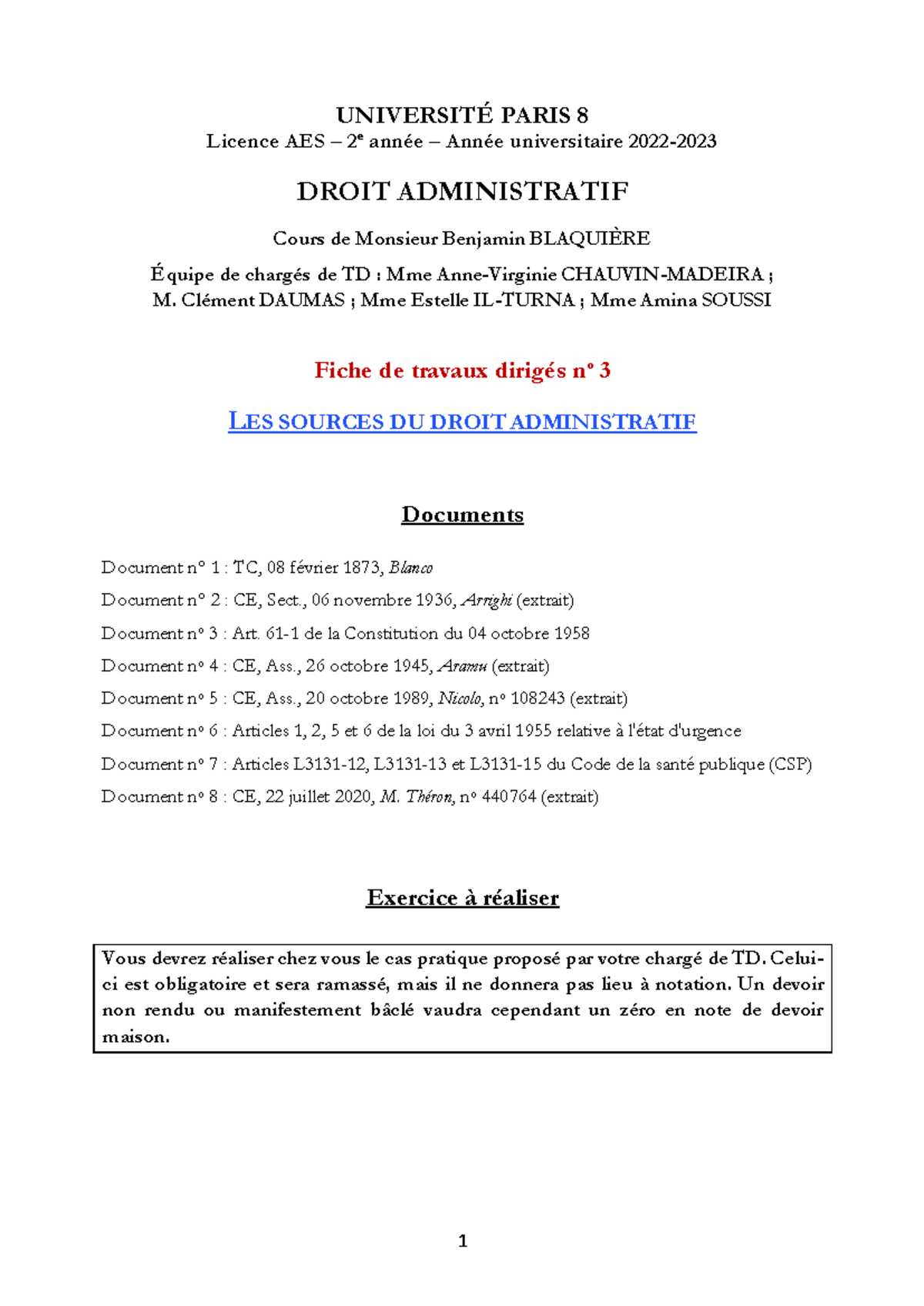 Admin Fiche 3 - Les sources du droit administratif - UNIVERSITÉ PARIS 8 ...