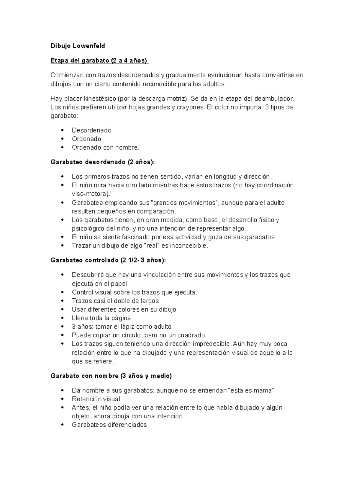 Dibujo Lowenfeld: Etapas del Desarrollo Infantil (Niñez) - Document Preview
