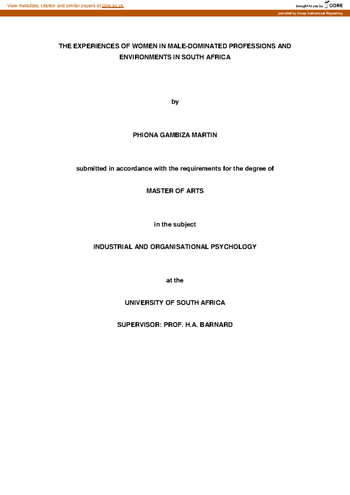 Exploring Women's Experiences in Male-Dominated Professions: A Study ...