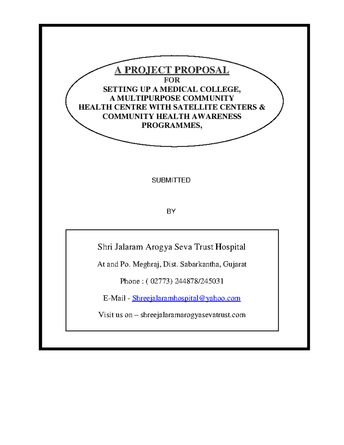 Proposal Report for Establishing a Community Medical College and Health ...