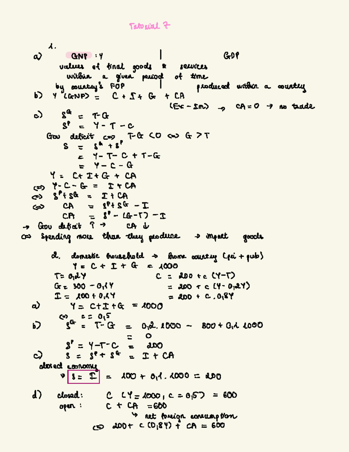 International Finance Tutorial 7 & 8 Notes - Studeersnel