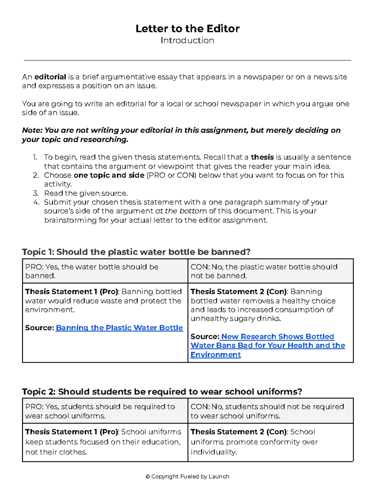 Introduction to Writing a Letter to the Editor for English III - Studocu
