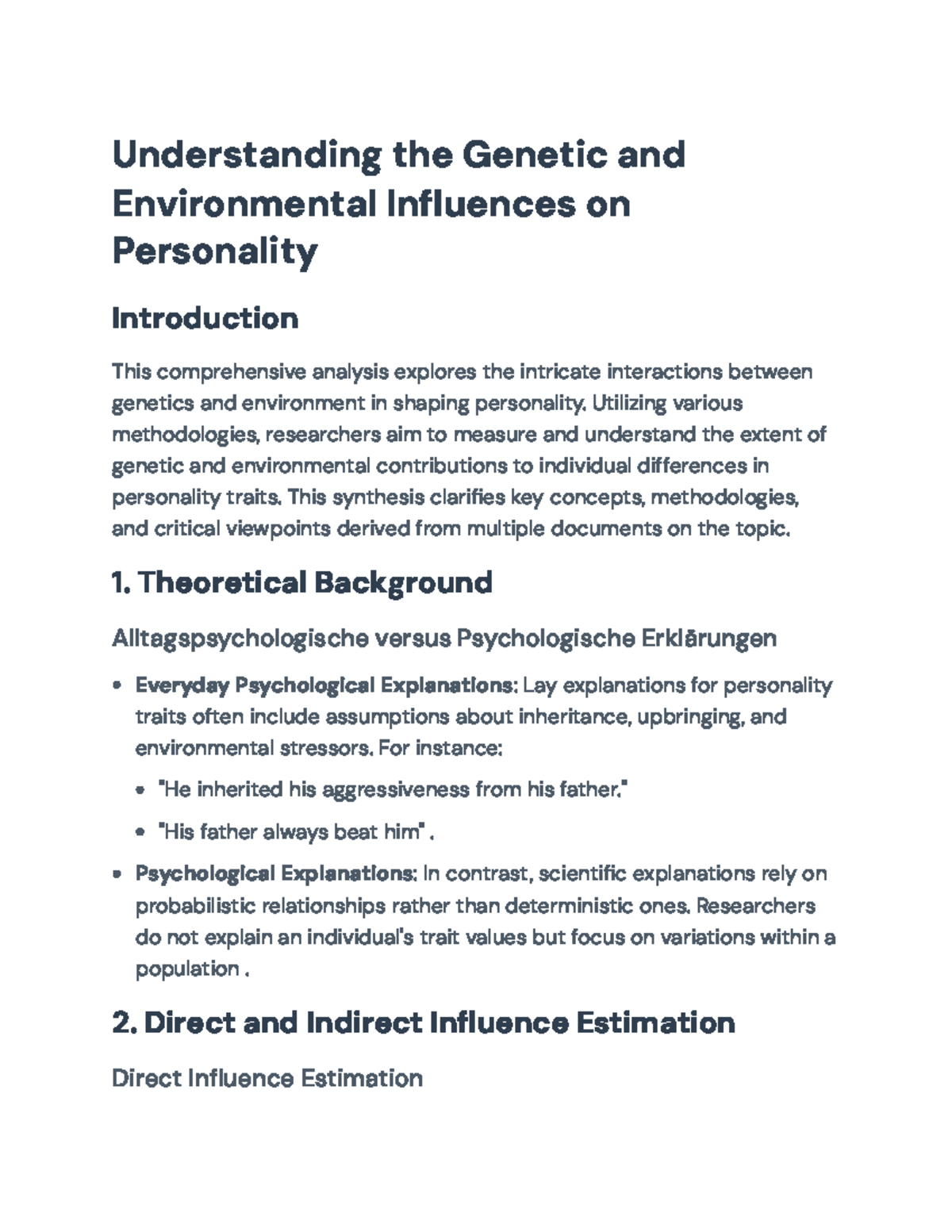 Genetic and Environmental Influences on Personality: Analysis ...