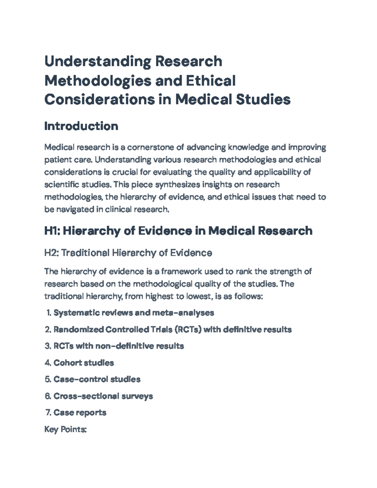 Research Methodologies & Ethics in Medical Studies: A Comprehensive ...