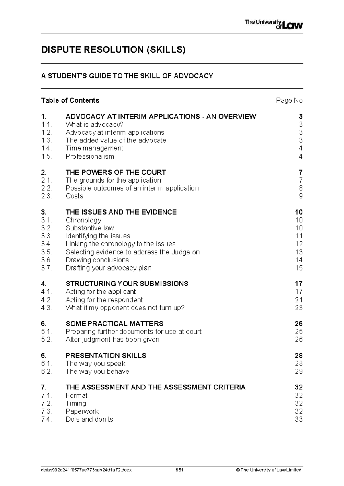 DISPUTE RESOLUTION (SKILLS) A GUIDE TO ADVOCACY TECHNIQUES - Studocu