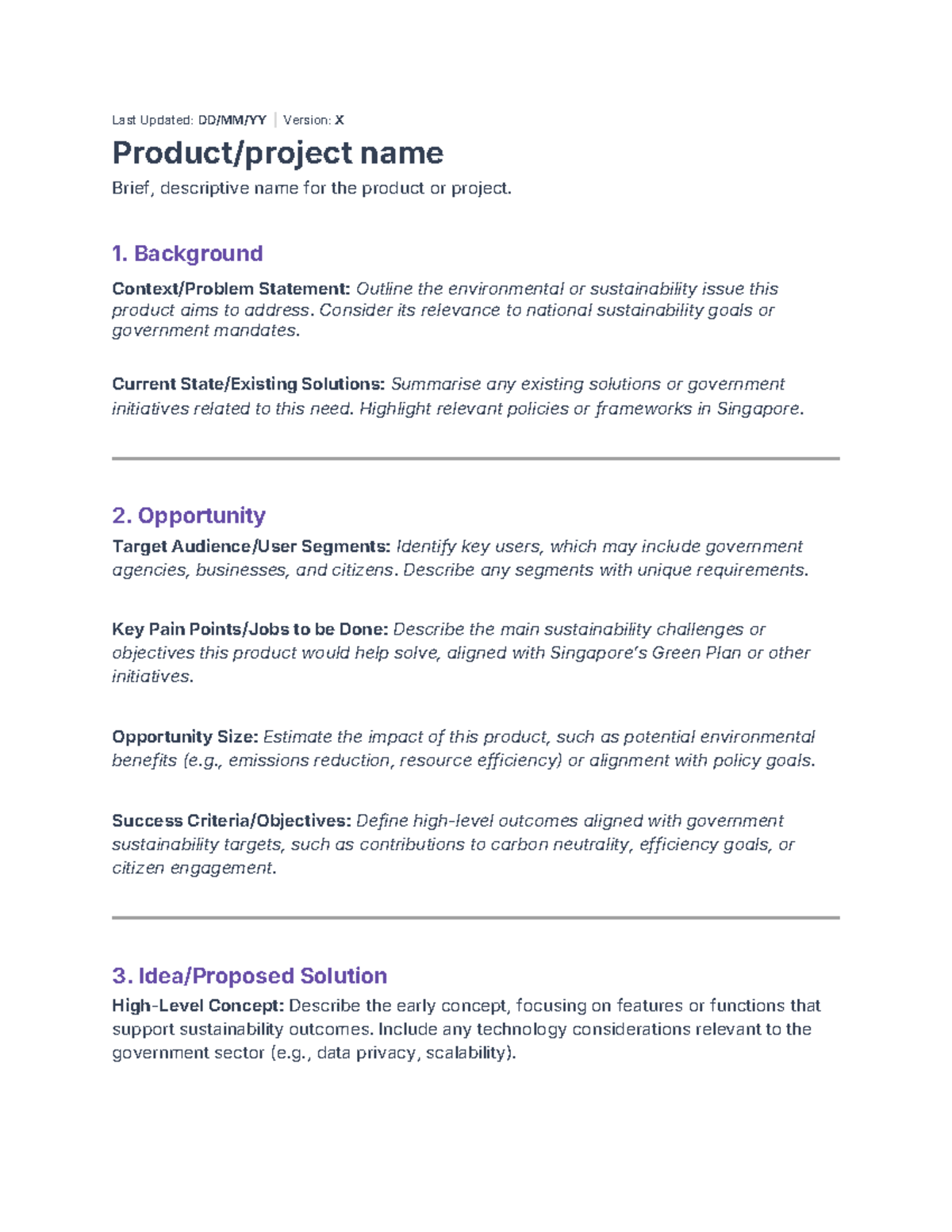 Sustainability One Pager - Template for Project X - Studocu