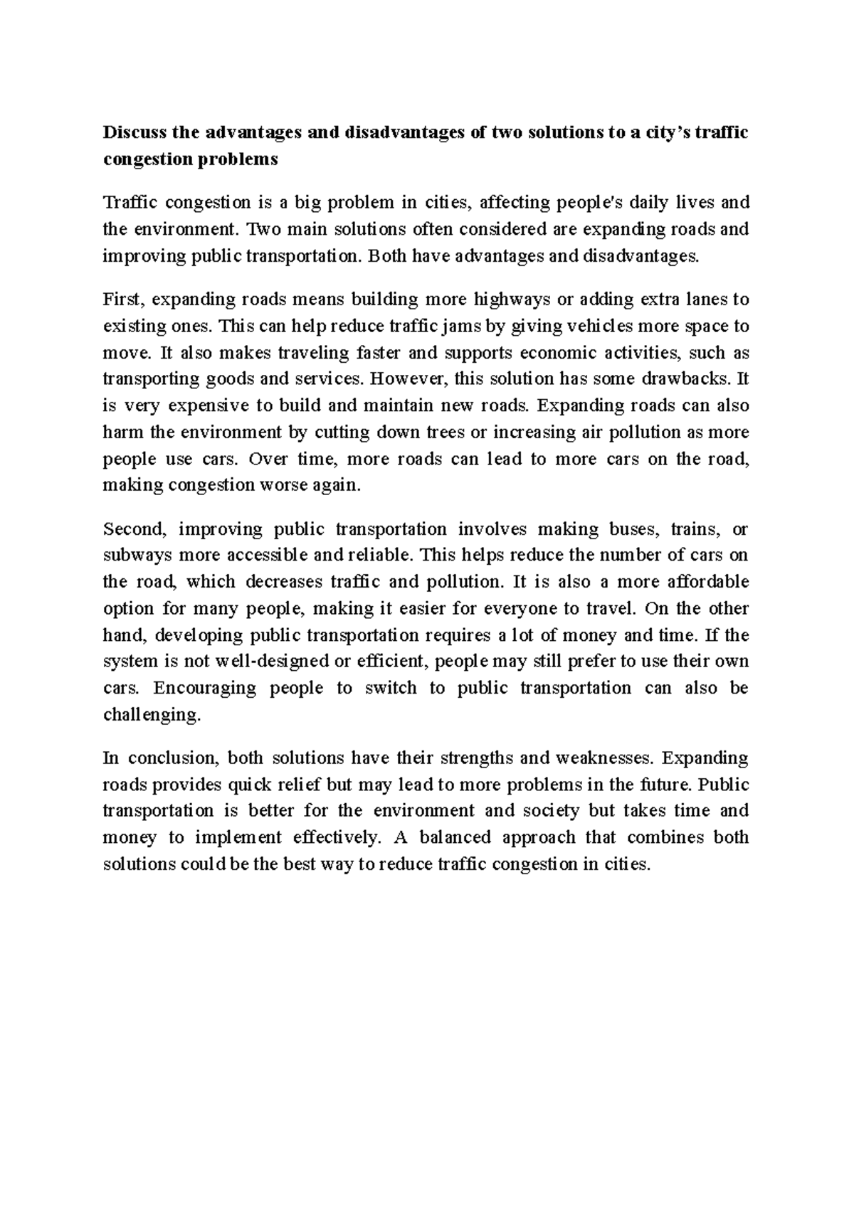 Traffic Congestion Solutions - Prism 2 Reading & Writing Exercise - Studocu