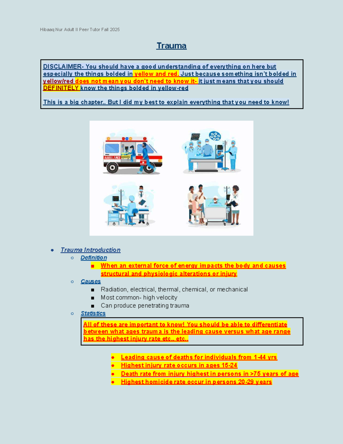 Trauma Overview: Key Concepts & Critical Care Guidelines - Adult II ...