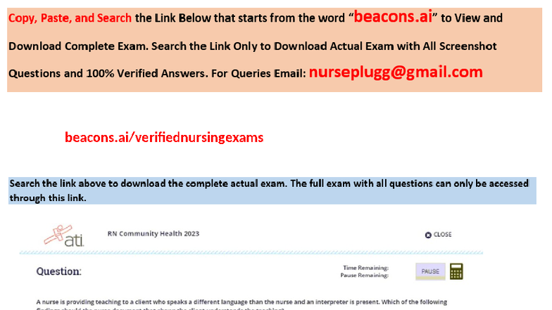 Ati Community Health Proctored Exam 2023 Quizlet