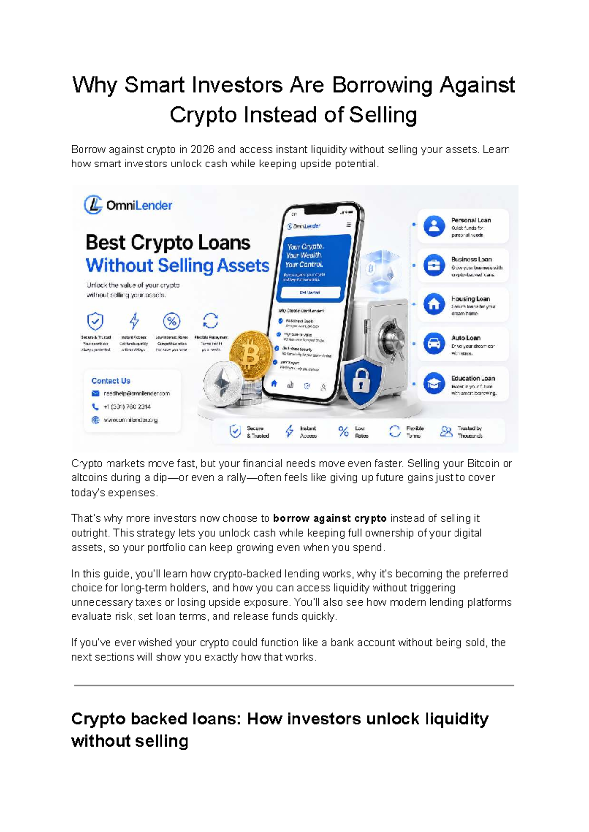 Smart Investors Borrowing Against Crypto: A 2026 Guide to Liquidity ...