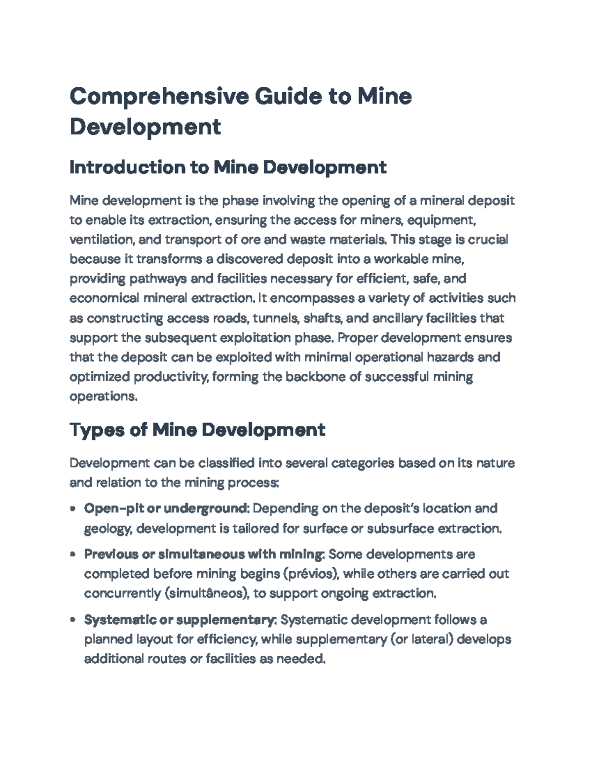 Comprehensive Guide to Mine Development & Access Systems (MINE 101 ...