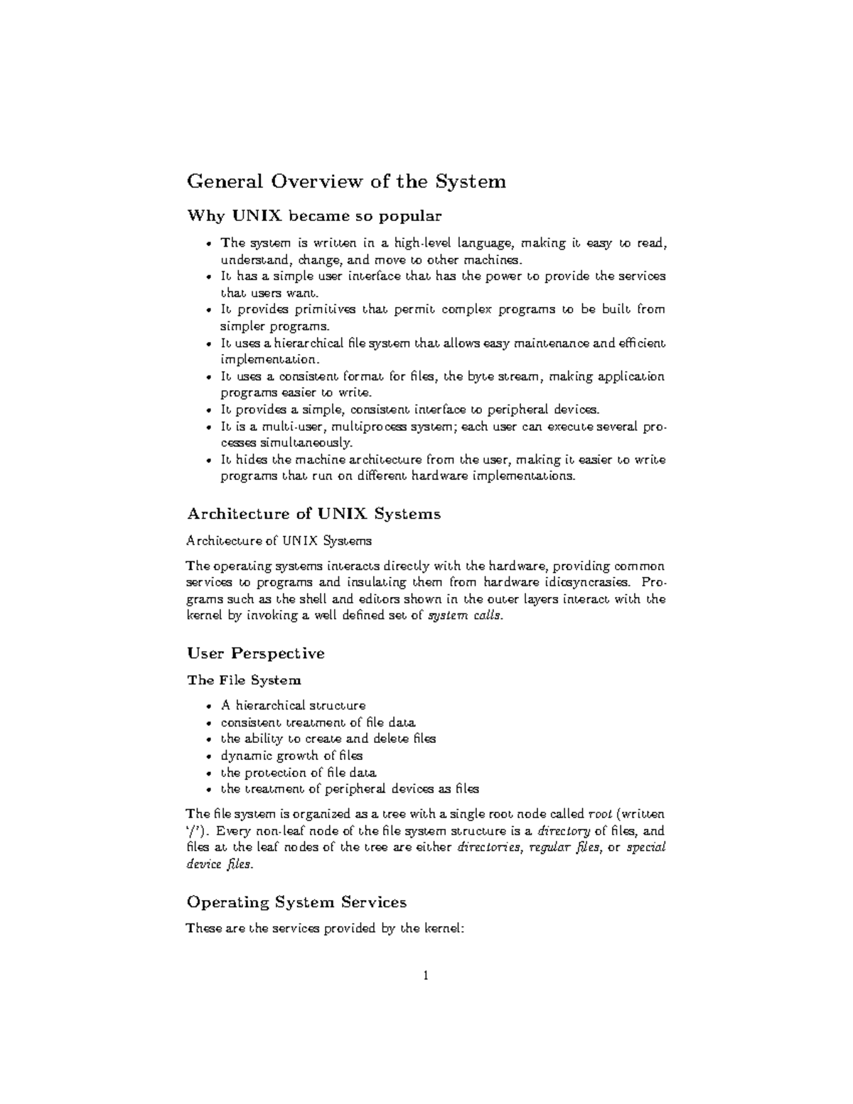 Advance Operating System - General Overview of the System Why UNIX ...