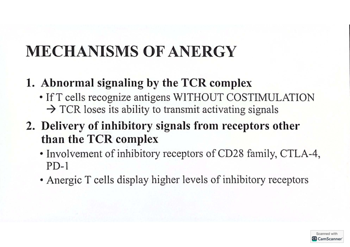 MECHANISMS OF ANERGY: T Cell Activation & Inhibition - 3rd Topic ...