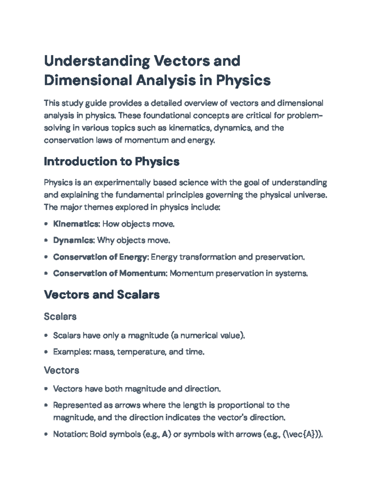 Understanding Vectors & Dimensional Analysis in Physics (PHYS101 Guide ...