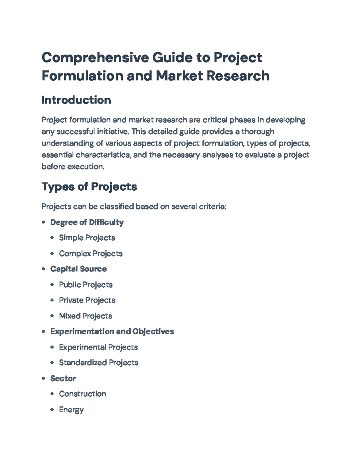 Comprehensive Guide to Project Formulation & Market Research ...