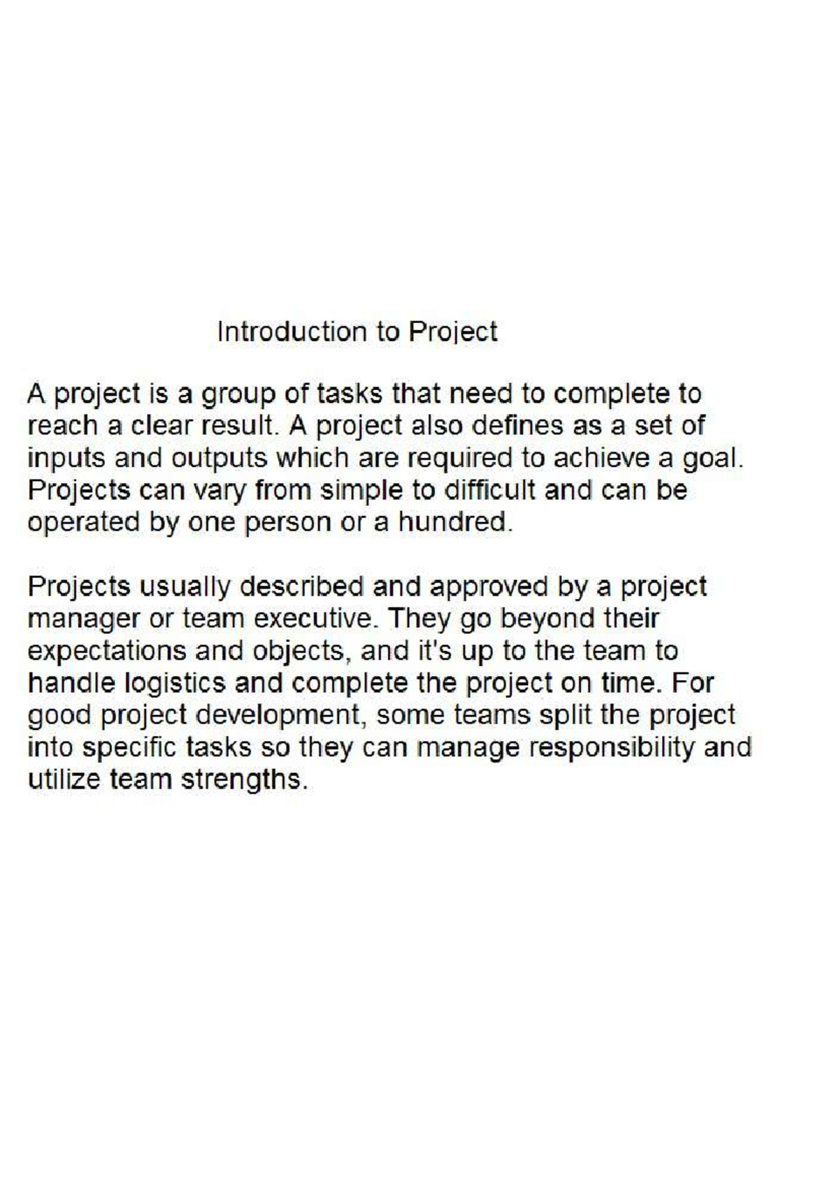 SPM Notes - Introduction to Project A project is a group of tasks that ...