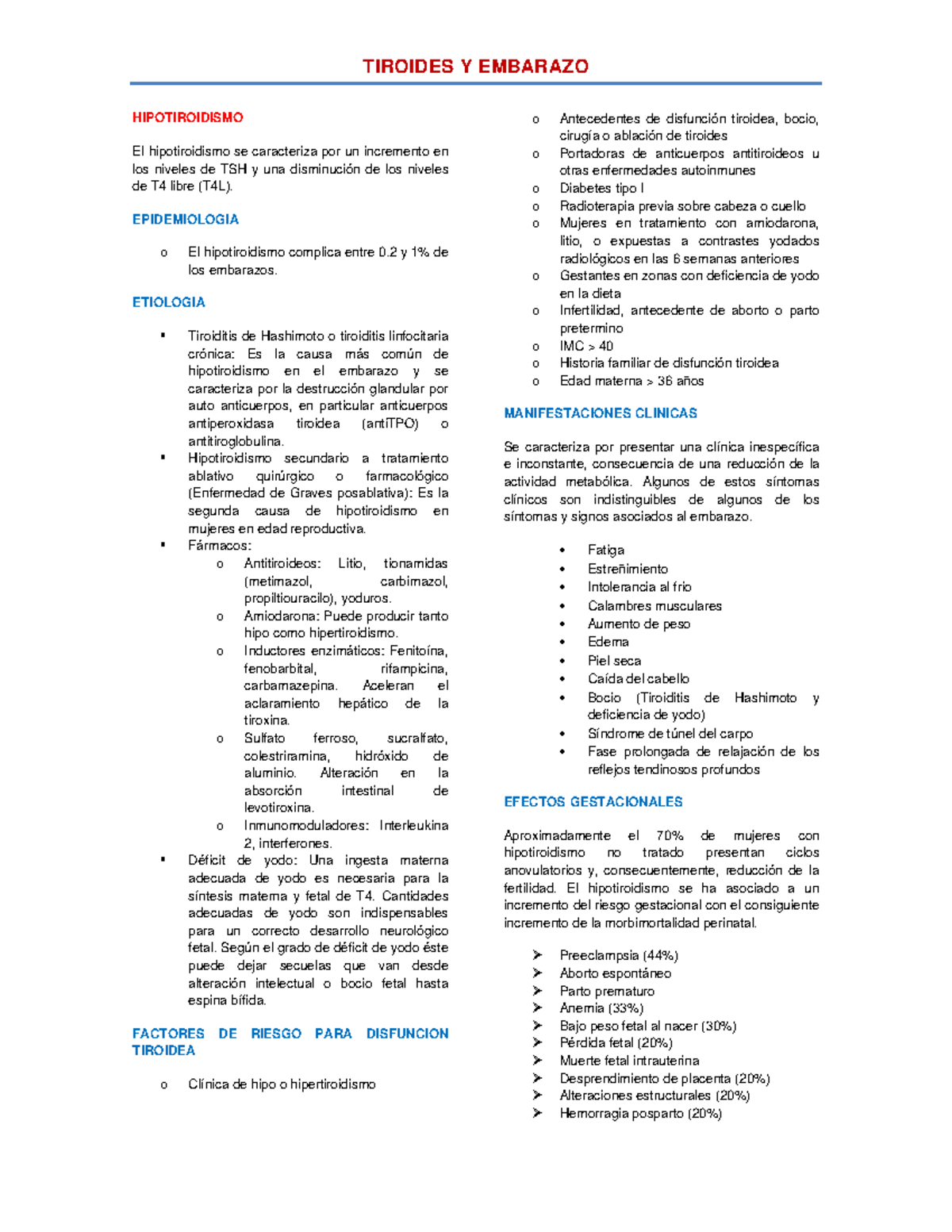 TIROIDES Y GESTACIÓN: RESUMEN SOBRE HIPOTIROIDISMO EN EMBARAZO - Document Preview