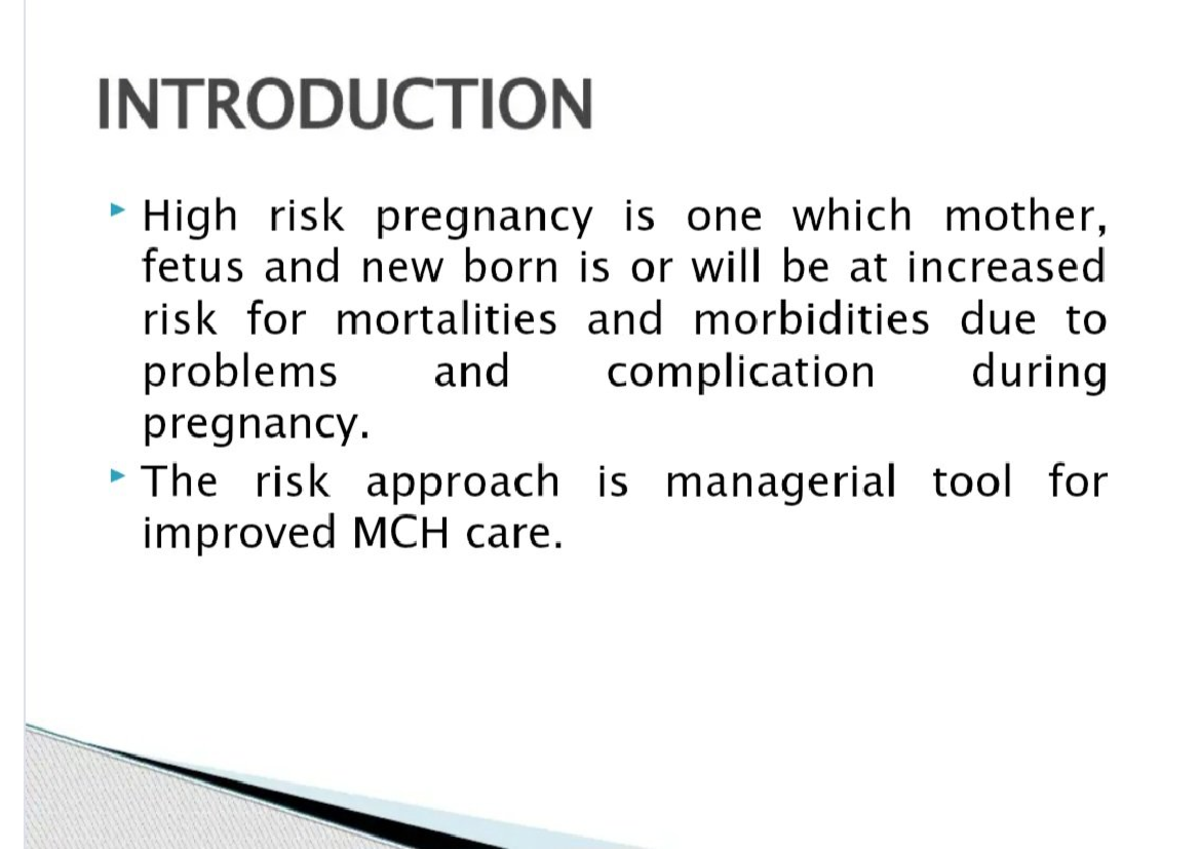 Unit 1: High Risk Pregnancy Management in Obstetrical Nursing Care ...