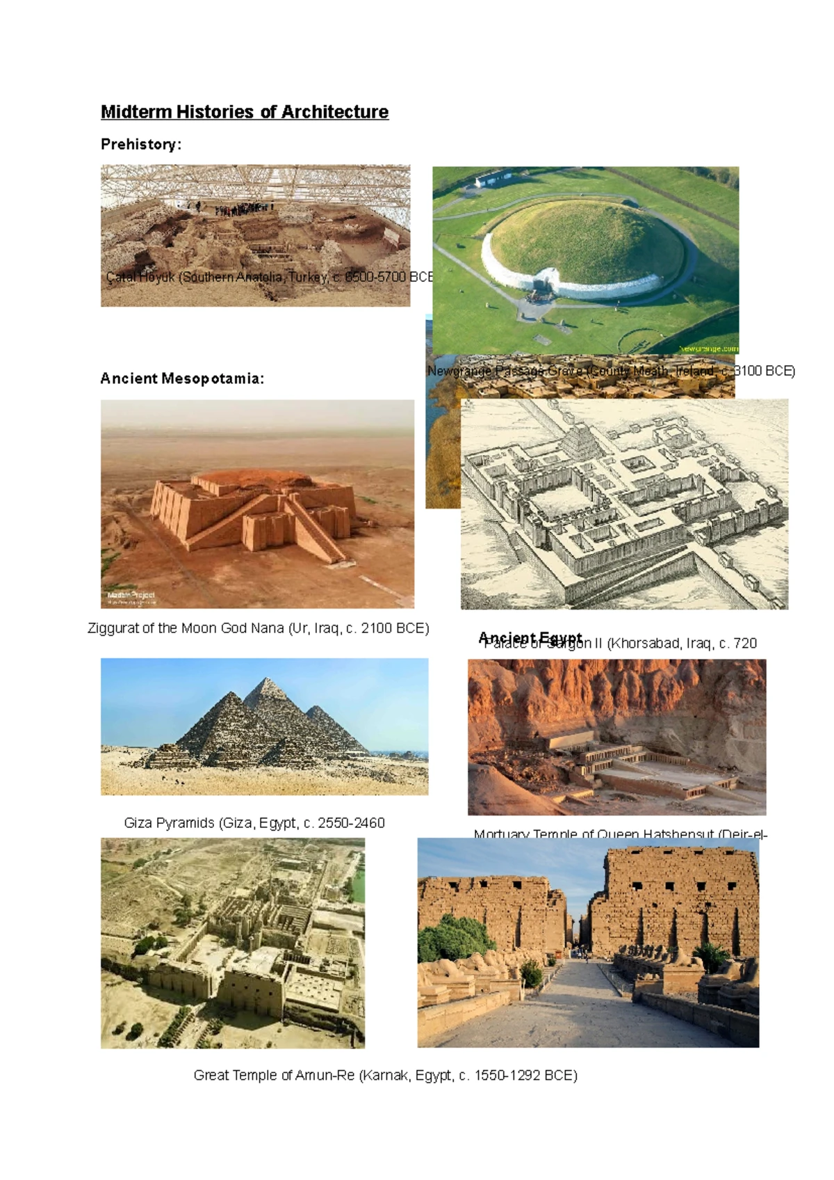 Plans Summary Histories of Global Architectural Wonders - Studeersnel