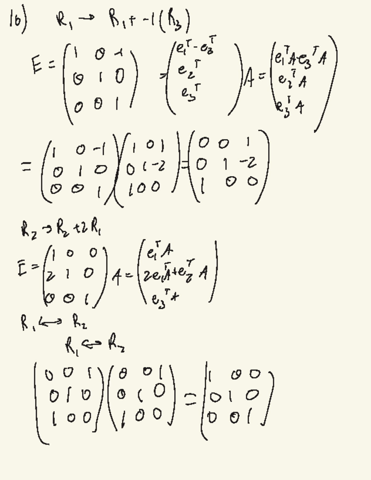 MATH 133 Brouillon - Tutorial work - Math 133 - 10) R , = R , + - 1 (B ...